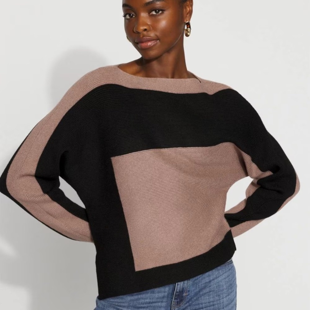 White House Black Market Black and Brown Women's Sweater